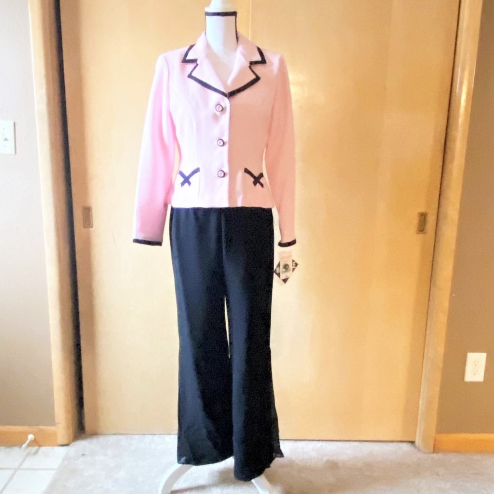 NWT Sz 10P K & Company Pink/Black Pantsuit Set